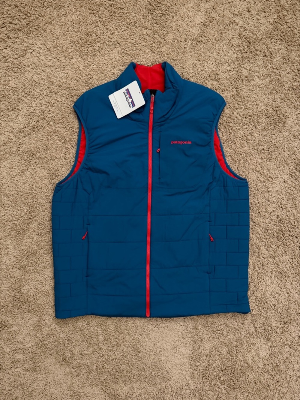 NWT Patagonia Nano Air Vest Men 2XL Blue/Red Full Zip Puffer Vest Retired Model